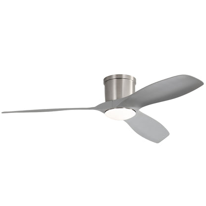 Flush Mount Ceiling Fan With Dimmable LED Light, 3 Blades, Reversible DC Motor Blades For Living Room
