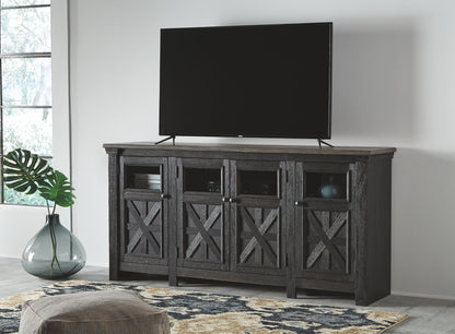 Tyler Creek - Extra Large TV Stand - Black / Gray