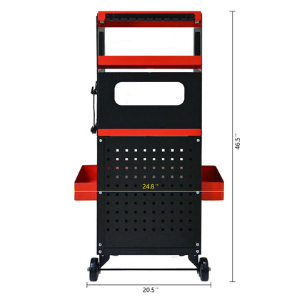4 Level Multi Purpose Trolley For Diagnostics - Black / Red