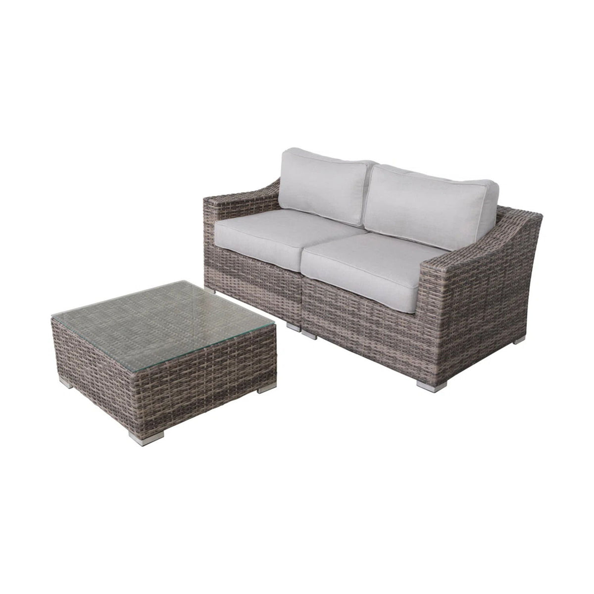 Outdoor Wicker Conversation Set With Cushions, All Weather