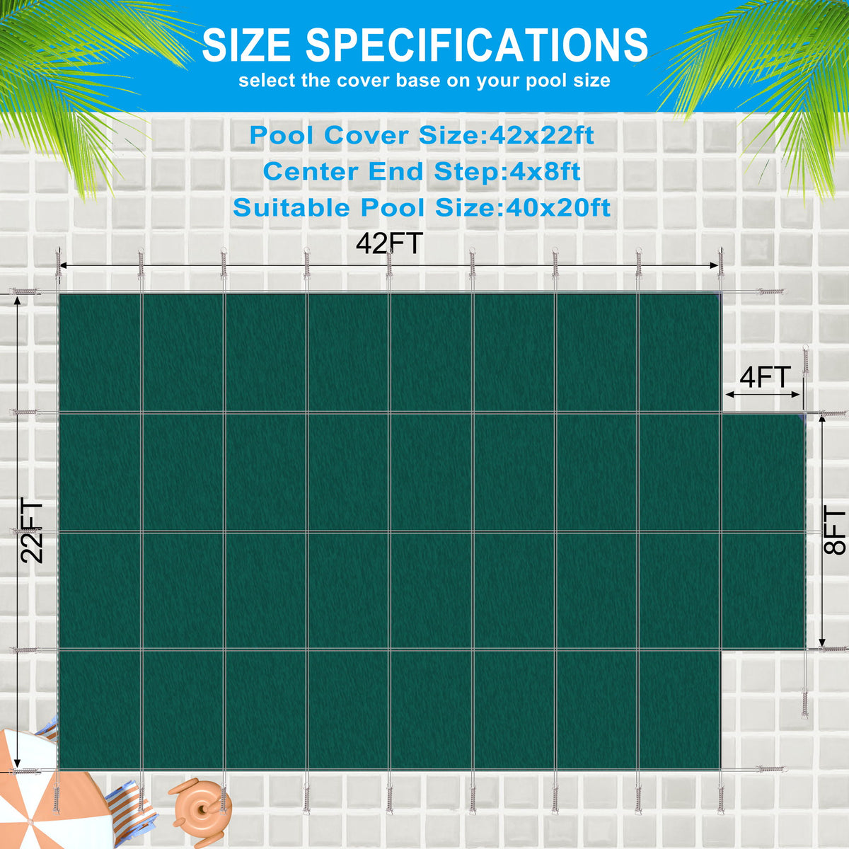 20 X 40 Ft High Strength Pool Safety Cover For Rectangular Inground Winter Swimming Pools