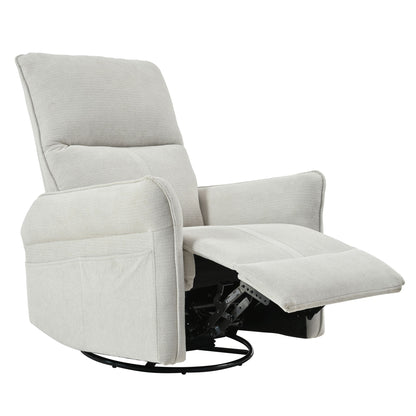 360° Swivel Rocker Recliner Chair, Swive Nursery Rocking Chair With Pull Ring, Glide Chair For Livin Room - Gray