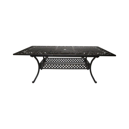 Outdoor Extendable Aluminum Dining Table With Pattern Table Top And Curved Legs - Copper