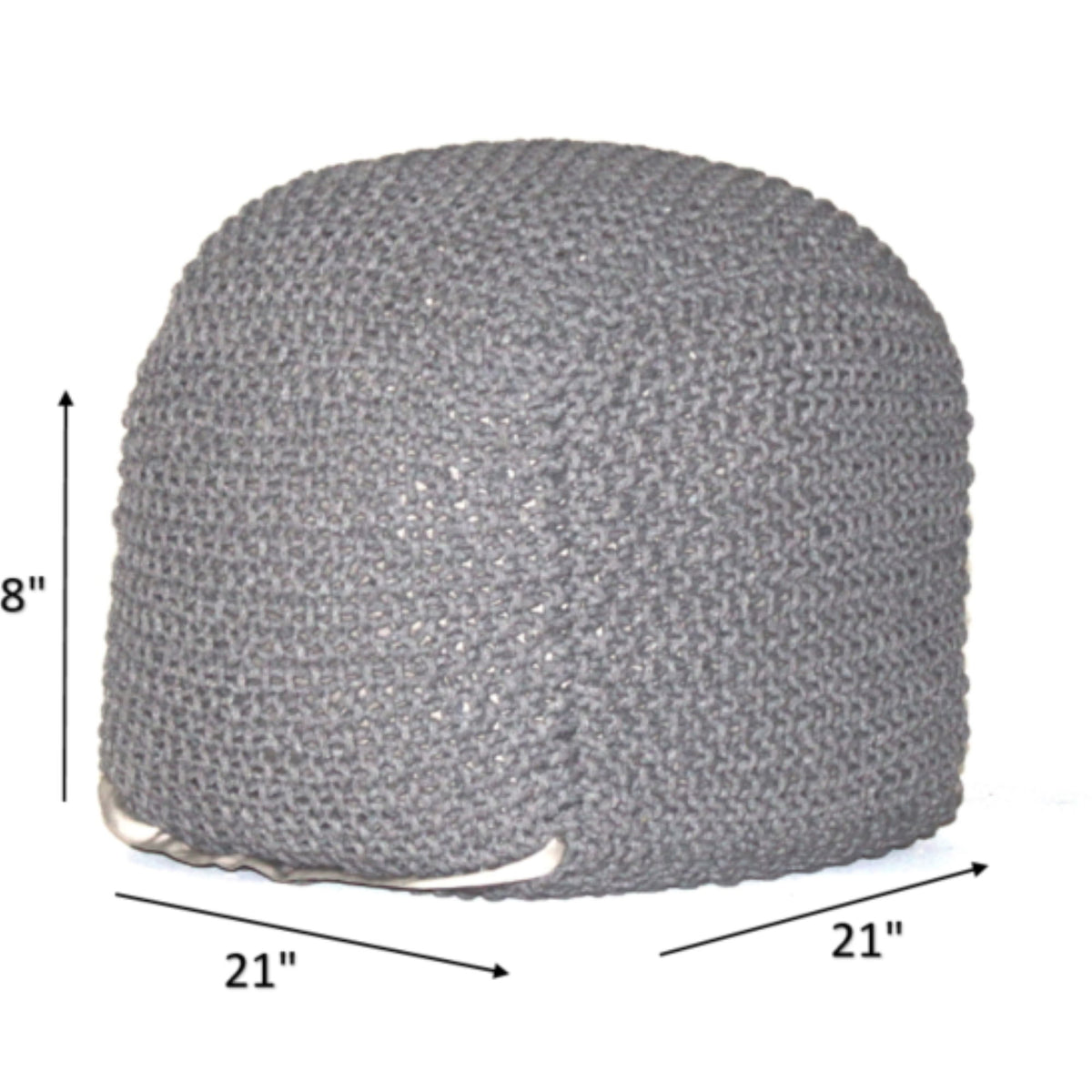 Semi Rounded Pouf, Cable Knitted, Perfect Seating