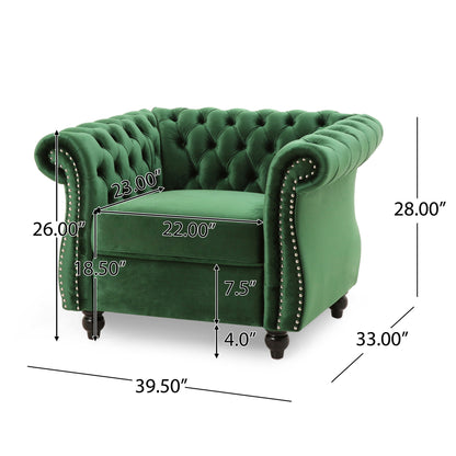 Nexuson - Upholstered Chesterfield Chair With Deep Tufted And Nailhead Trim