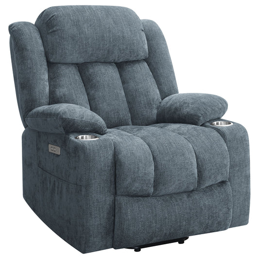 Beca - Upholstered Power Lift Recliner With Cupholders And USB Charging