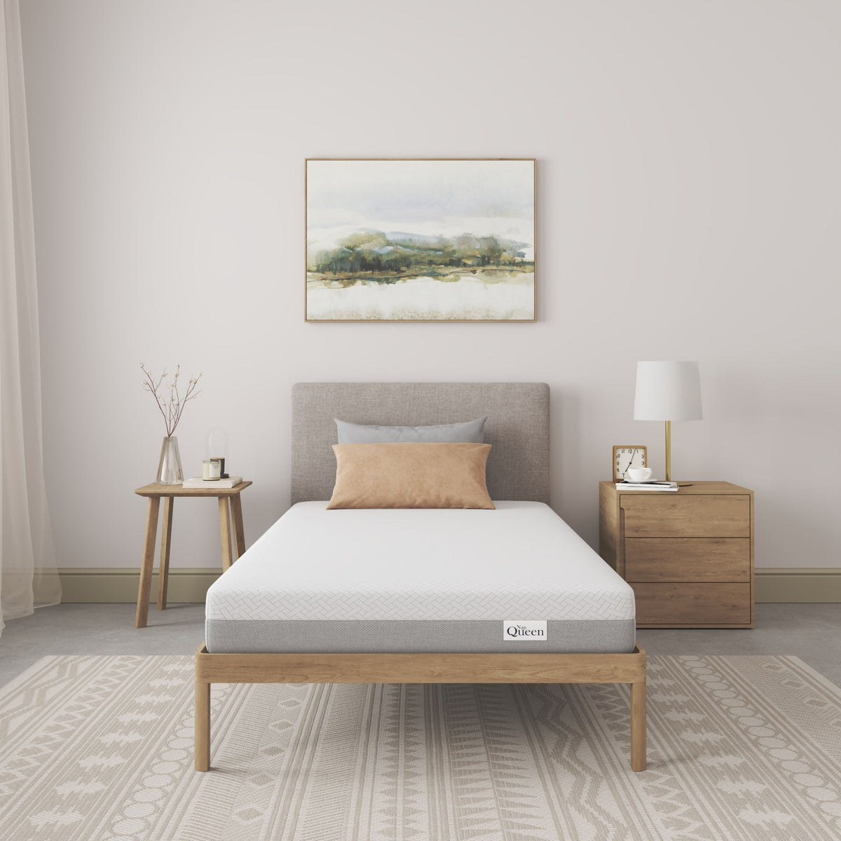 6" Twin Memory Foam Mattress Medium Firm - White / Gray