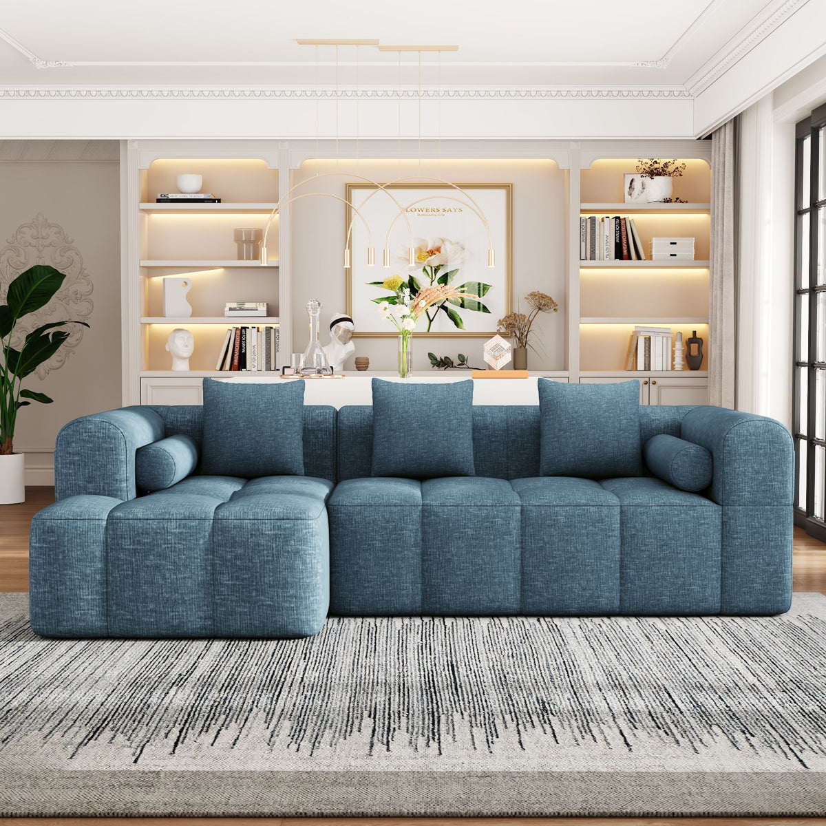 Sectional Free Combined Sofa With 2 Side Pockets
