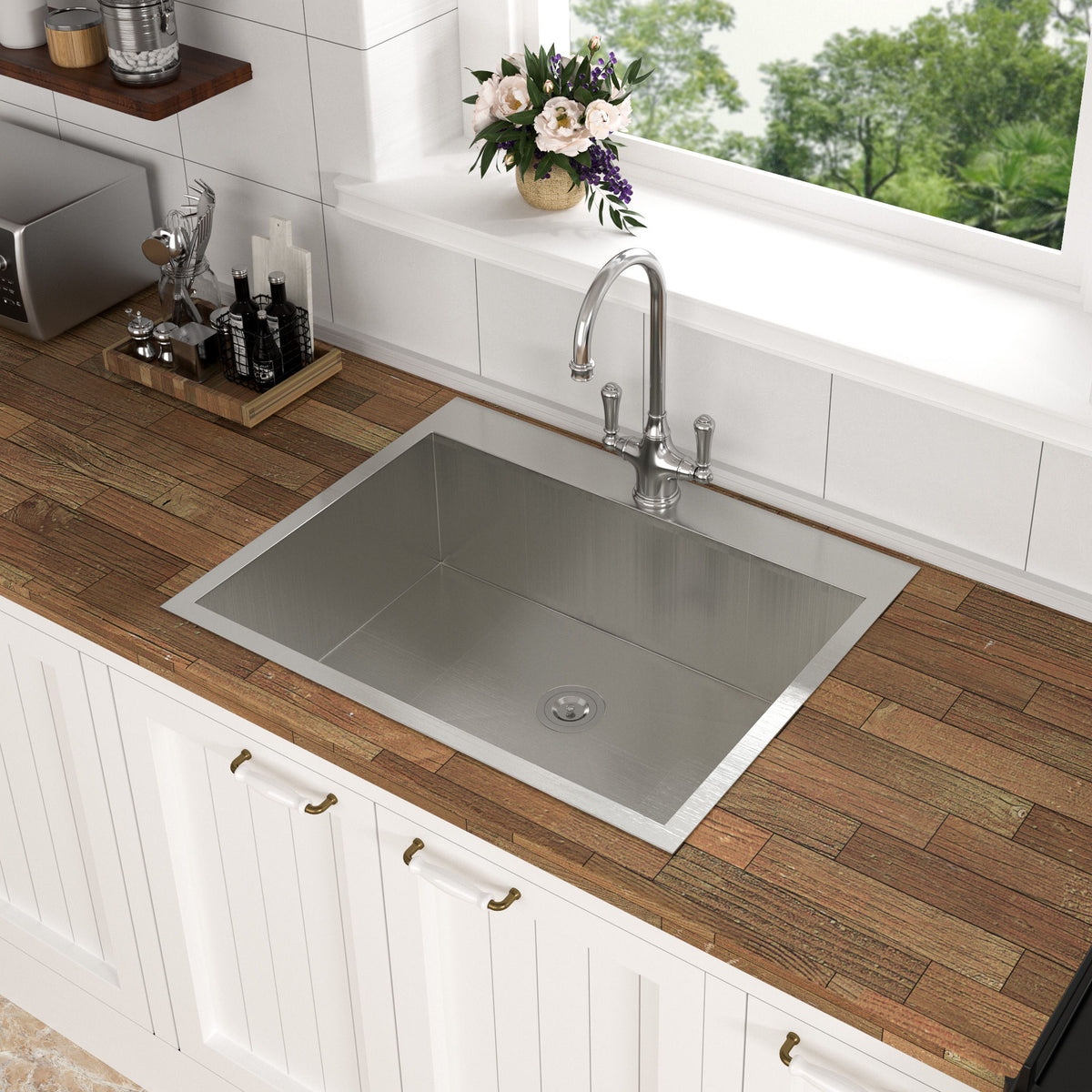 Stainless Steel Drop In Kitchen Sink, Topmount