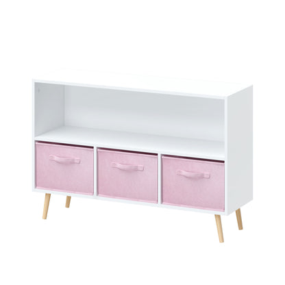 Bookcase With Collapsible Drawers, Book Display Organizer