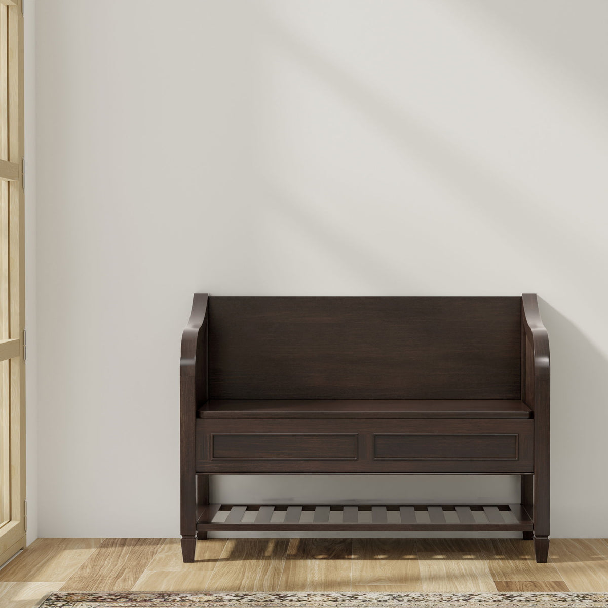 Connaught - Entryway Storage Bench With Shelf - Chestnut