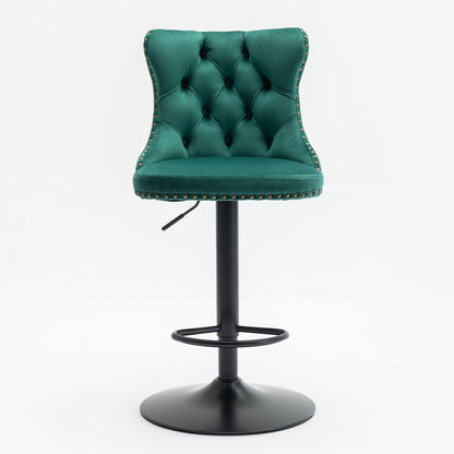 Swivel Barstools Adjusatble Seat Height, Modern Upholstered Bar Stools With Backs Comfortable Tufted For Home Pub And Kitchen Island (Set of 2)
