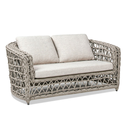 Everly - Frame Barrel Deep Seating Patio Loveseat Sofa Axroma Olefin - Beige