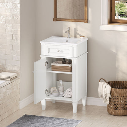 French Style Bathroom Vanity With Sink, Soft-Closing Door, Adjustable Shelf, Rectangular Design