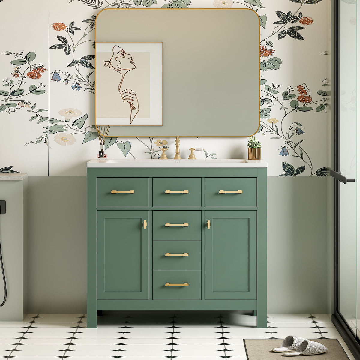 Bathroom Vanity With Sink Combo Set, Modern Bathroom Cabinet With 4 Drawers