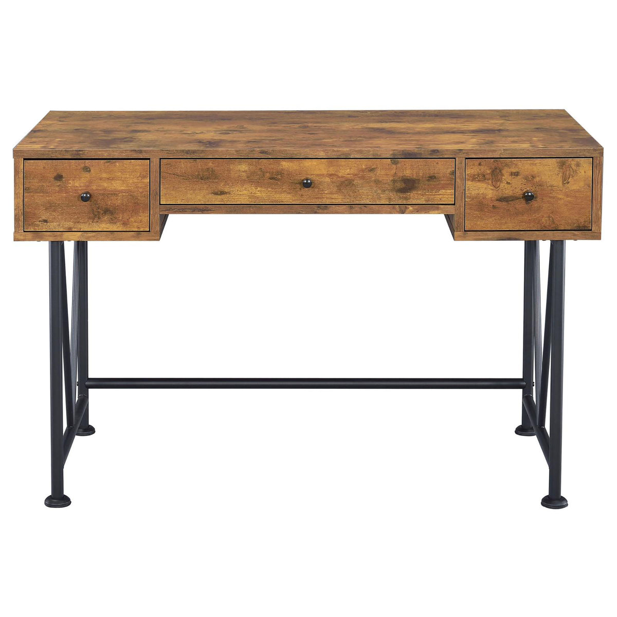 3 Drawer Writing Desk With Handles - Brown