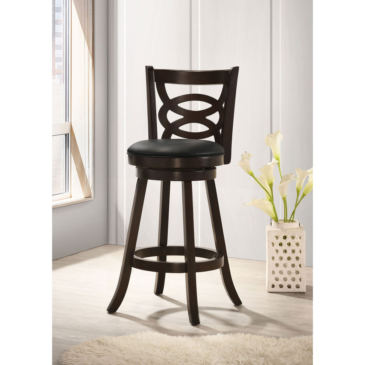 Swivel Bar Stool (Set of 2) - Black