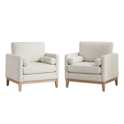 Wide Modern Performance Accent Chair With Natural Legs