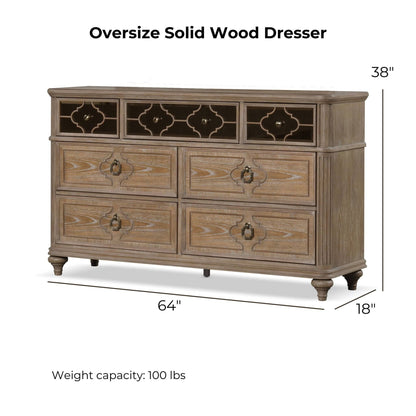 1 Piece Dresser, Dovetail Drawers, Bedroom Furniture - Oak / Rustic