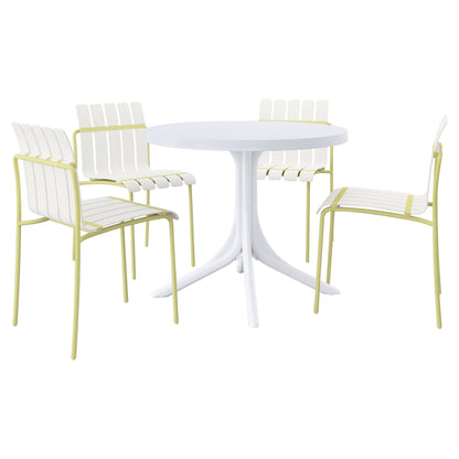 4 Piece Set Of Modern Color Block Designed Single Chairs With Round Table