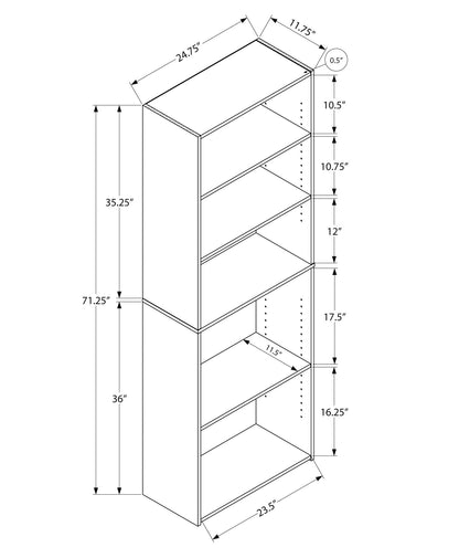 Bookshelf, Bookcase, 6 Tier, For Office, Transitional