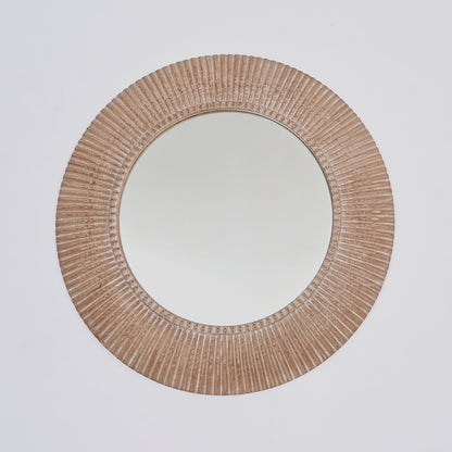 Handcarved Decorative Hanging Wall Mirror - Antique Brown / White