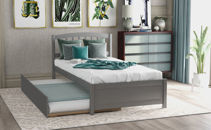 Platform Bed Wood Bed Frame With Trundle