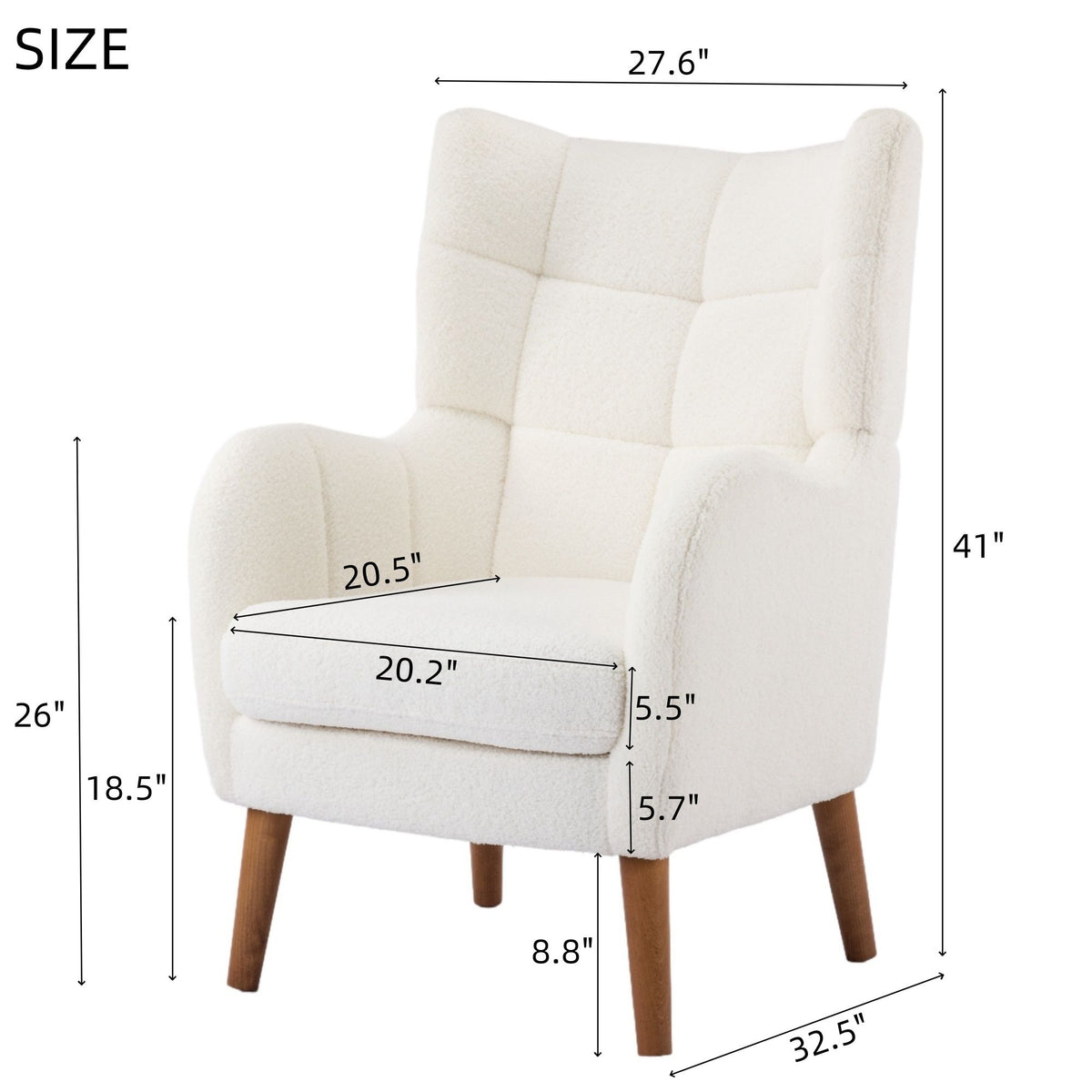 Accent Chair With Birch Wood Legs - White
