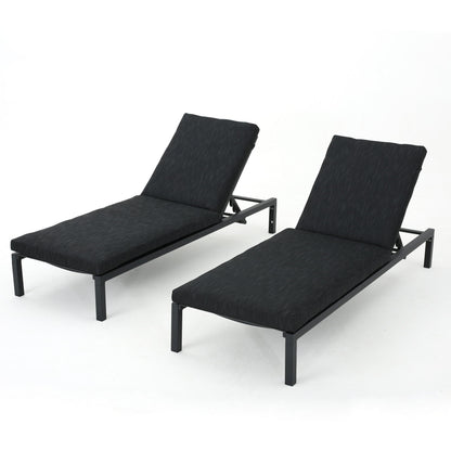 Navan - Modern Chaise Lounge Set With Water Resistant Cushions - Dark Gray
