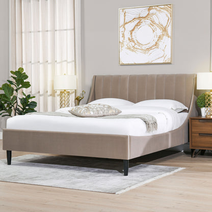 Aspen - Queen Vertical Tufted Modern Headboard Platform Bed Set - Mink