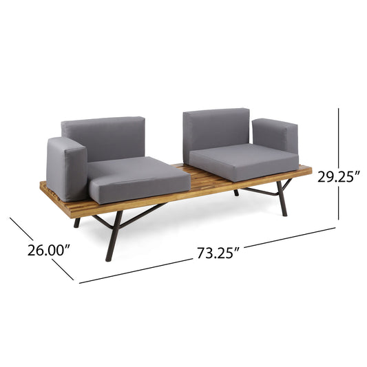 2 Piece Patio Set With Loveseat And Coffee Table - Natural / Gray