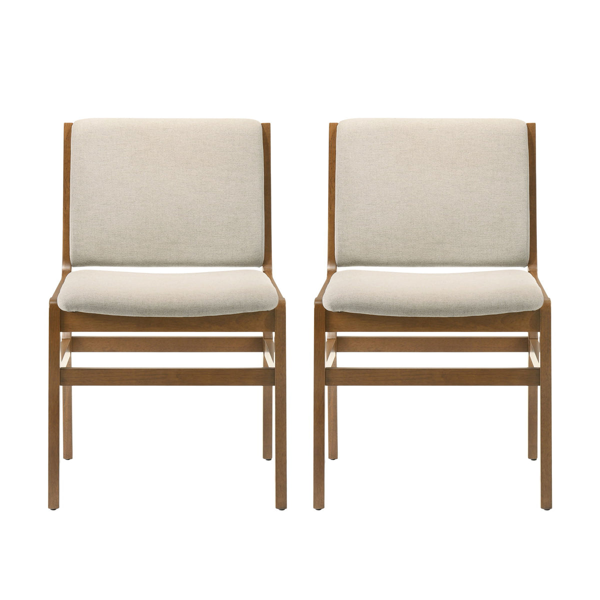 Contemporary Dining Chair Set Upholstered Fabric With Rubberwood Frame