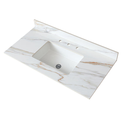 Vanity Top With Undermount Sink And Backsplash, Sintered Stone