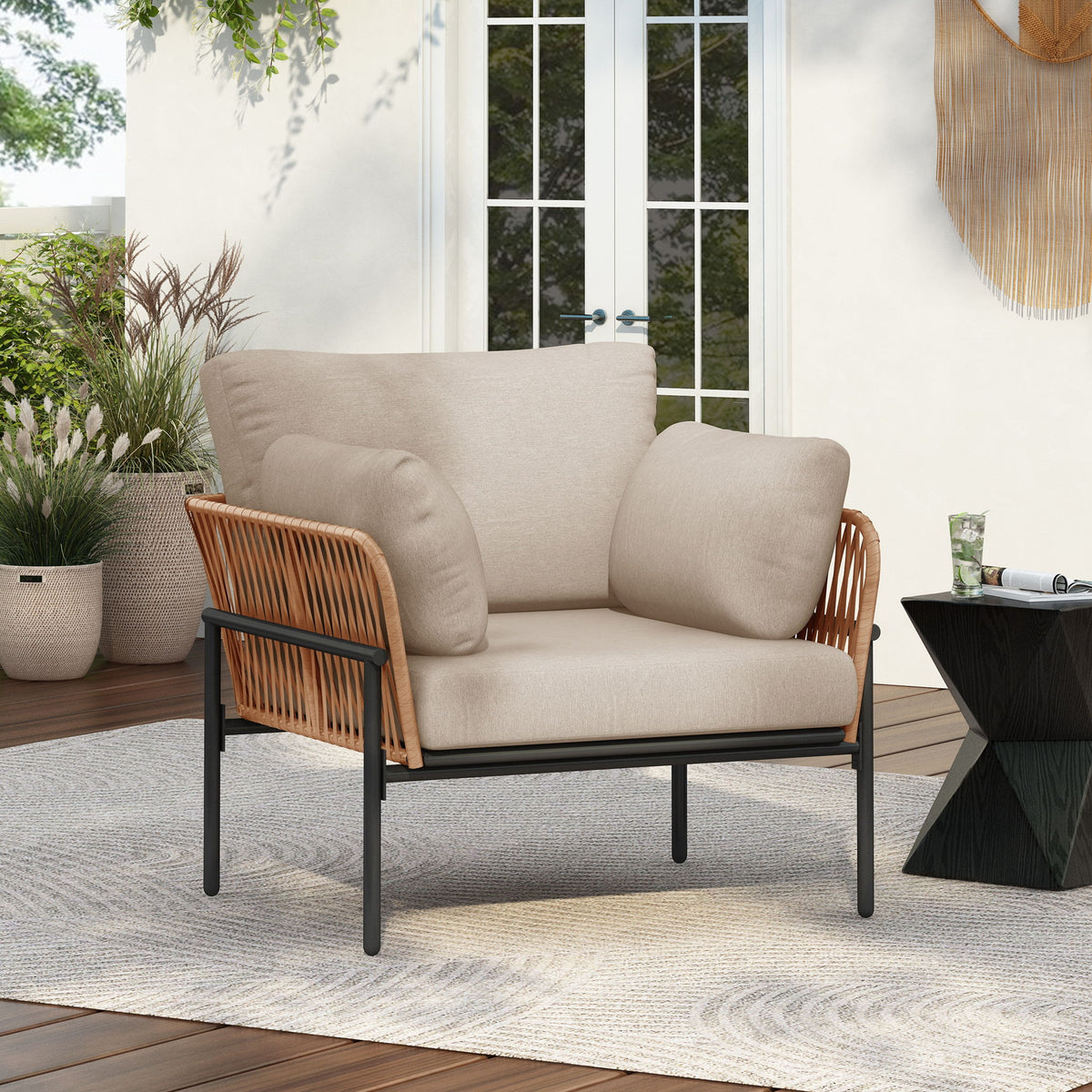 Rope Lounge Chair With Cushions For Modern Spaces