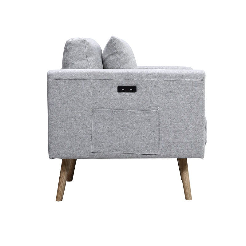 Easton - Fabric Sofa With USB Charging Ports Pockets And Pillows