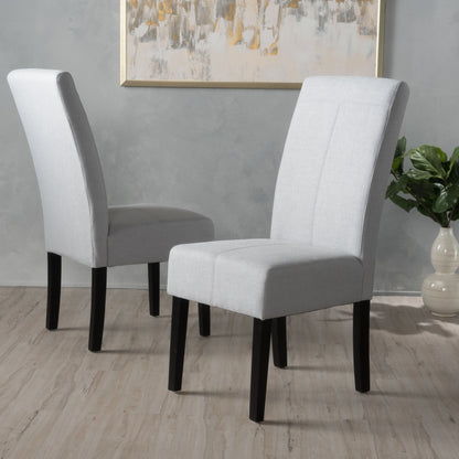 Amaranthine - Upholstered Dining Chair With High Back And Wood Legs (Set of 2) - Light Gray