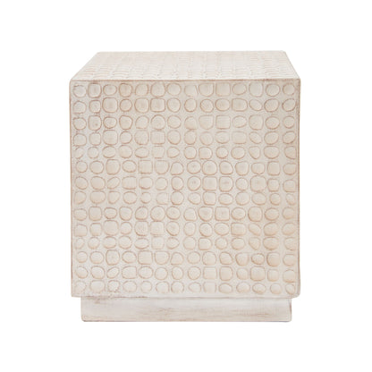 Chic Modern Mgo Cube Side Table With Fluted Design - Antique Brown
