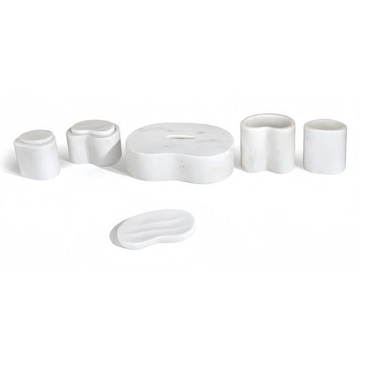 Elegant Natural Marble Bathroom Accessories Set