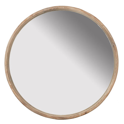 Round Wood Mirror, Wall Mounted Mirror Home Decor For Bathroom Living Room
