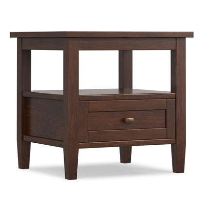 Warm Shaker - End Table With Smooth Drawer Storage - Brown