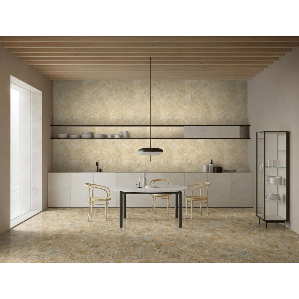 Hexagon Natural Marble Polished Tile For Wall And Floor (Set of 12)