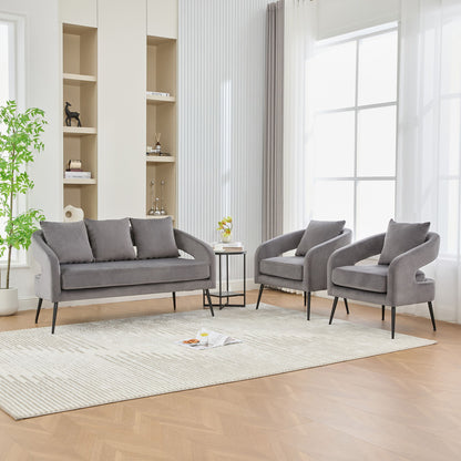 3 Piece Living Room Set, Loveseat & 2 Accent Chairs