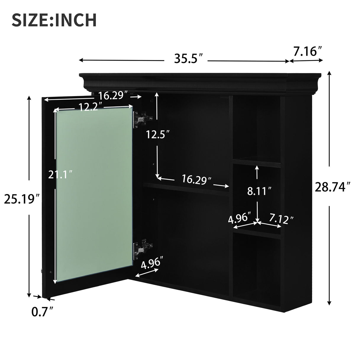 Wall Mounted Bathroom Storage Cabinet With Mirror Door
