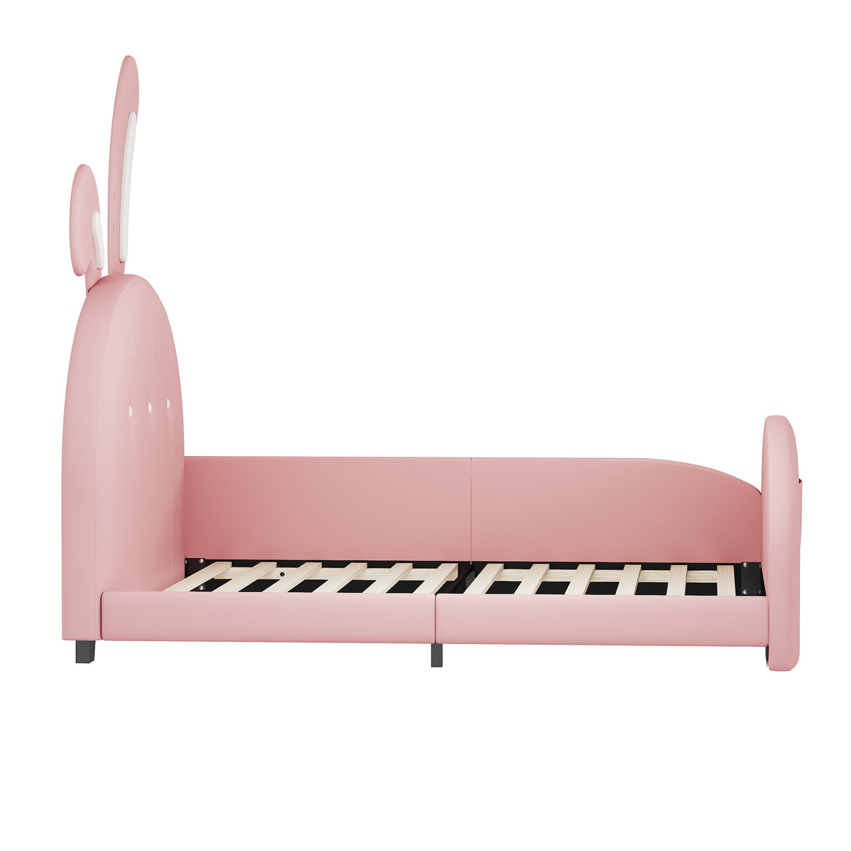 Upholstered Rabbit-Shape Princess Bed With Headboard And Footboard