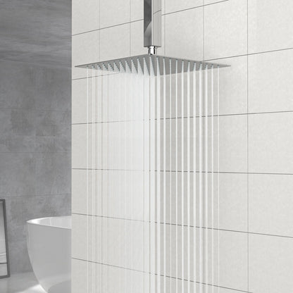 10" Square Rainfall Shower Head, Wall / Ceiling Mounted, Stainless Steel - Chrome