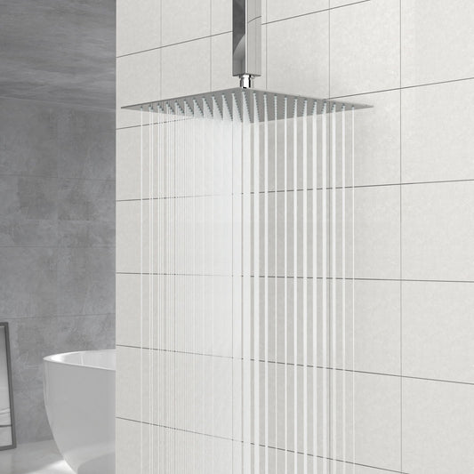 10" Square Rainfall Shower Head, Wall / Ceiling Mounted, Stainless Steel - Chrome
