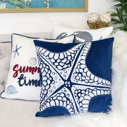 Seastar Starfish Pillow Cover - Indigo