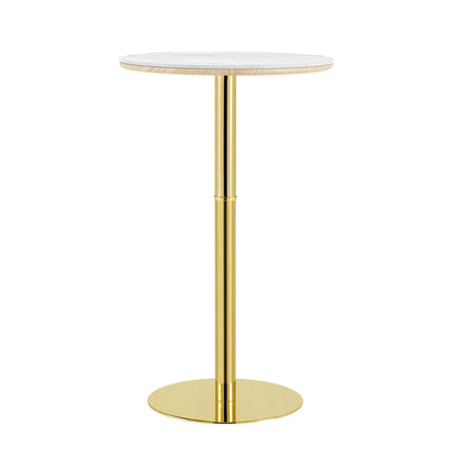 Circular Bar Table With Non Adjustable Legs - Gold+White