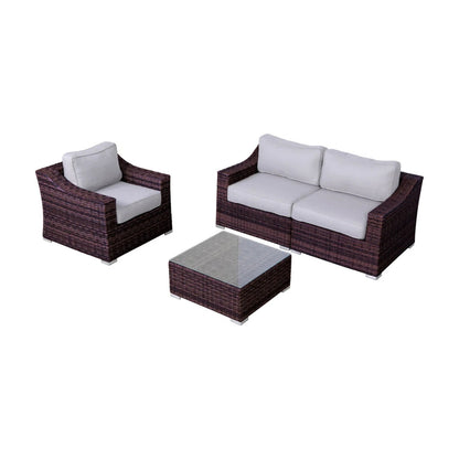 Outdoor Wicker Conversation Set With Cushions, All Weather