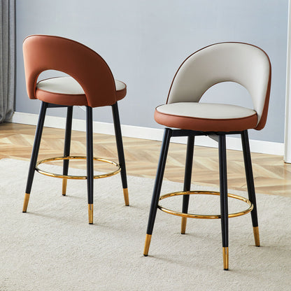 Upholstered Rotatable Bar Chair With Metal Legs For Dining Room